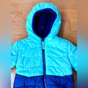 Eddie Bauer Like New 3T Boys/GirlsTeal/Navy Deer Harbor Reversible Hooded Jacket